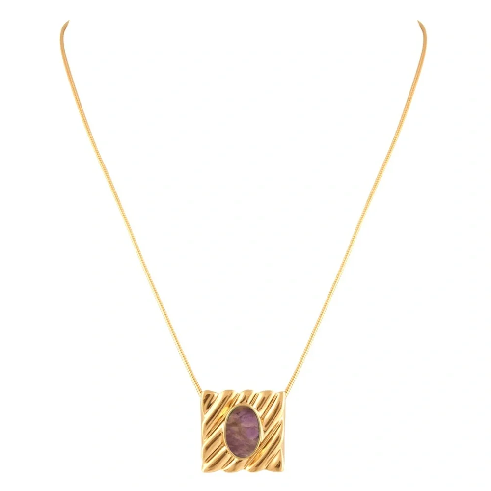 [Like NEW] House of Harlow Valda Amethyst Pendant Necklace Chain 16